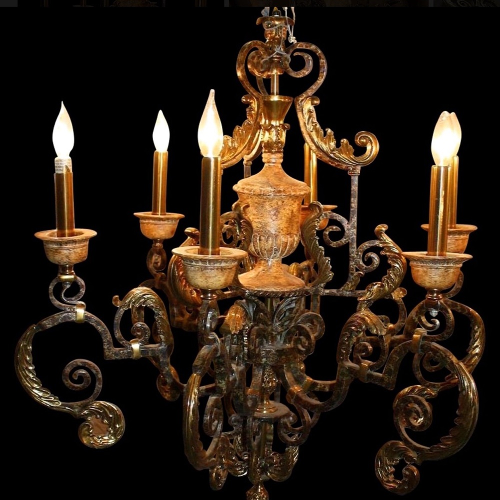 Maitland-Smith Brass and Iron Chandelier